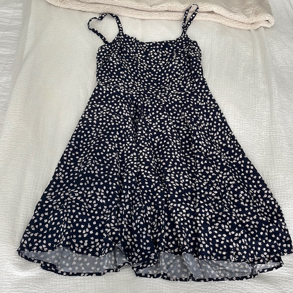 Navy floral mini dress